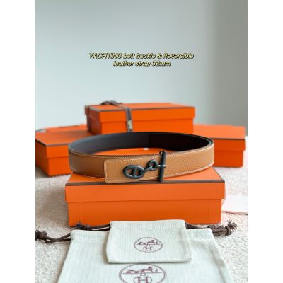 Yachting Reversible Leather Belt 32mm Black Buckle