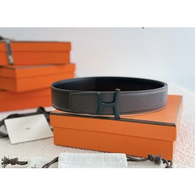 Script Reversible Leather Belt 38mm Black buckle