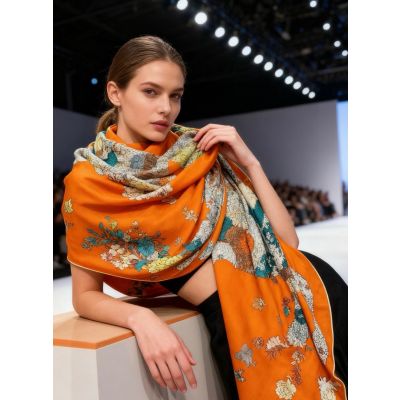 Hermes Cashmere and Silk Shawl 140