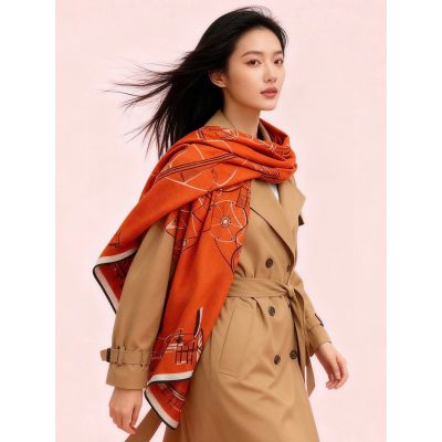 Hermes Cashmere and Silk Shawl 140