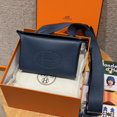 Navy Blue Togo Videpoches Bag Palladium Hardware