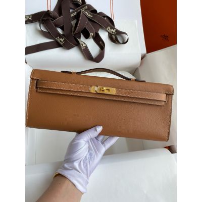 Gold Epsom Kelly Cut Gold Hardware