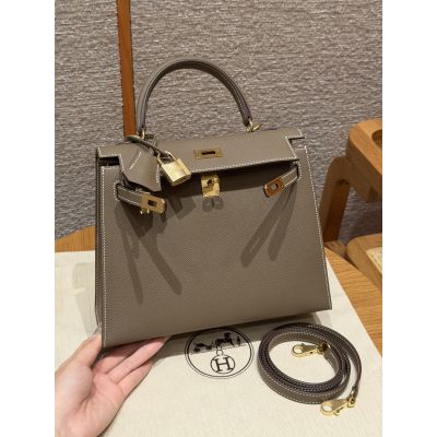 Etoupe Epsom Kelly 25 Gold Hardware