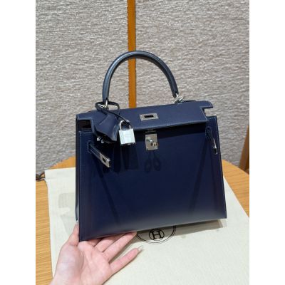 Blue saphir Box Kelly 25 Palladium Hardware