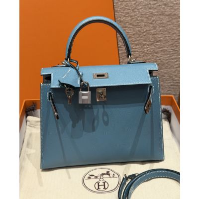 Blue Jean Epsom Kelly 25 Palladium Hardware