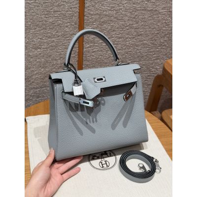 Gris Pantin Togo Kelly 25 Palladium Hardware