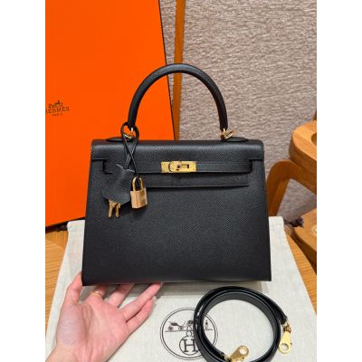 Black Epsom  Kelly 25 Gold Hardware