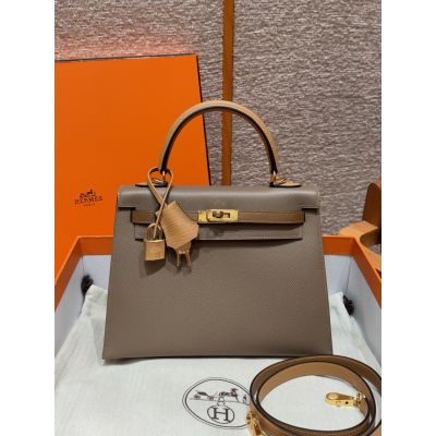 Etoupe Alezan Biscuit Epsom  Kelly 25 Gold Hardware