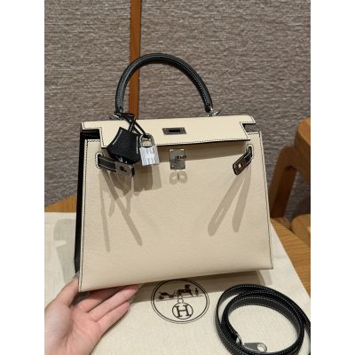 Nata Black Chevre Kelly 25 Palladium Hardware