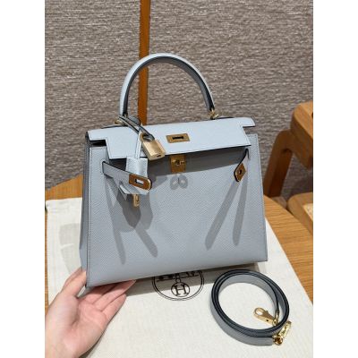 Gris Pantin Epsom Kelly 25 Gold Hardware