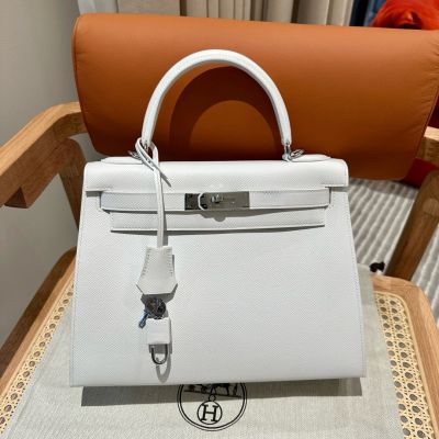 Blanc Epsom Kelly 28 Palladium Hardware