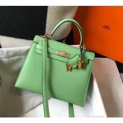 Vert Criquet Epsom Kelly 28 Gold Hardware