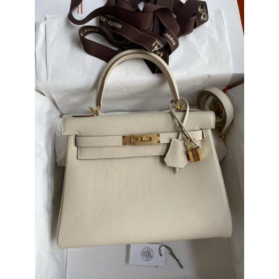 Craie Togo Kelly 28 Gold Hardware