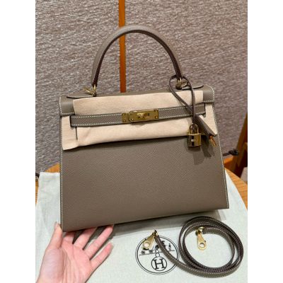Etoupe Epsom Kelly 28 Gold Hardware