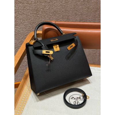 Black Epsom Kelly 28 Gold Hardware