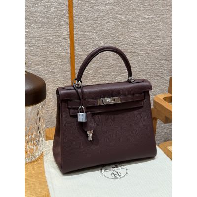 Rouge Sellier Togo Kelly 28 Palladium Hardware