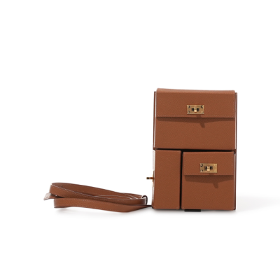 Gold Epsom Kelly Multipocket To Go Pouch Gold Hardware