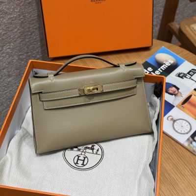 Beige Marfa Swift Kelly Pochette Gold Hardware