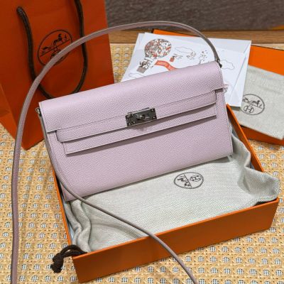 Mauve Pale Epsom Kelly-To-Go Wallet Palladium Hardware