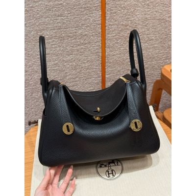 Black Clemence Lindy 30 Gold Hardware 