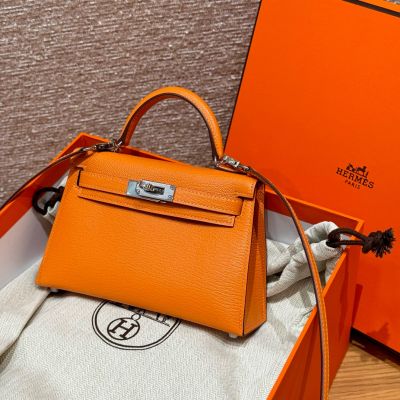 Orange Chevre Mini Kelly 20 II Palladium Hardware