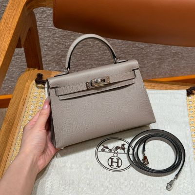 Gris Asphalte Epsom Mini Kelly 20 II Palladium Hardware