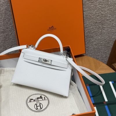 Blanc Epsom Mini Kelly 20 II Palladium Hardware