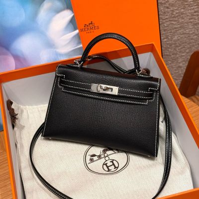 Black Rouge Couer Chevre  Mini Kelly 20 II Palladium Hardware