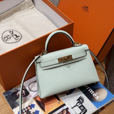 Vert Fizz Chèvre  Mini Kelly 20 II Gold Hardware