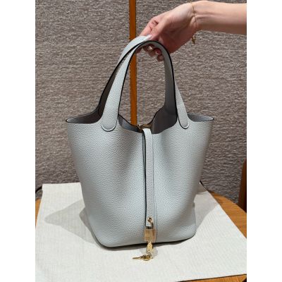 Blue Pale Clemence Picotin Lock 22 Gold/Palladium Hardware