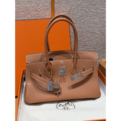 Gold Evercolor Shoulder Birkin 29 Palladium Hardware